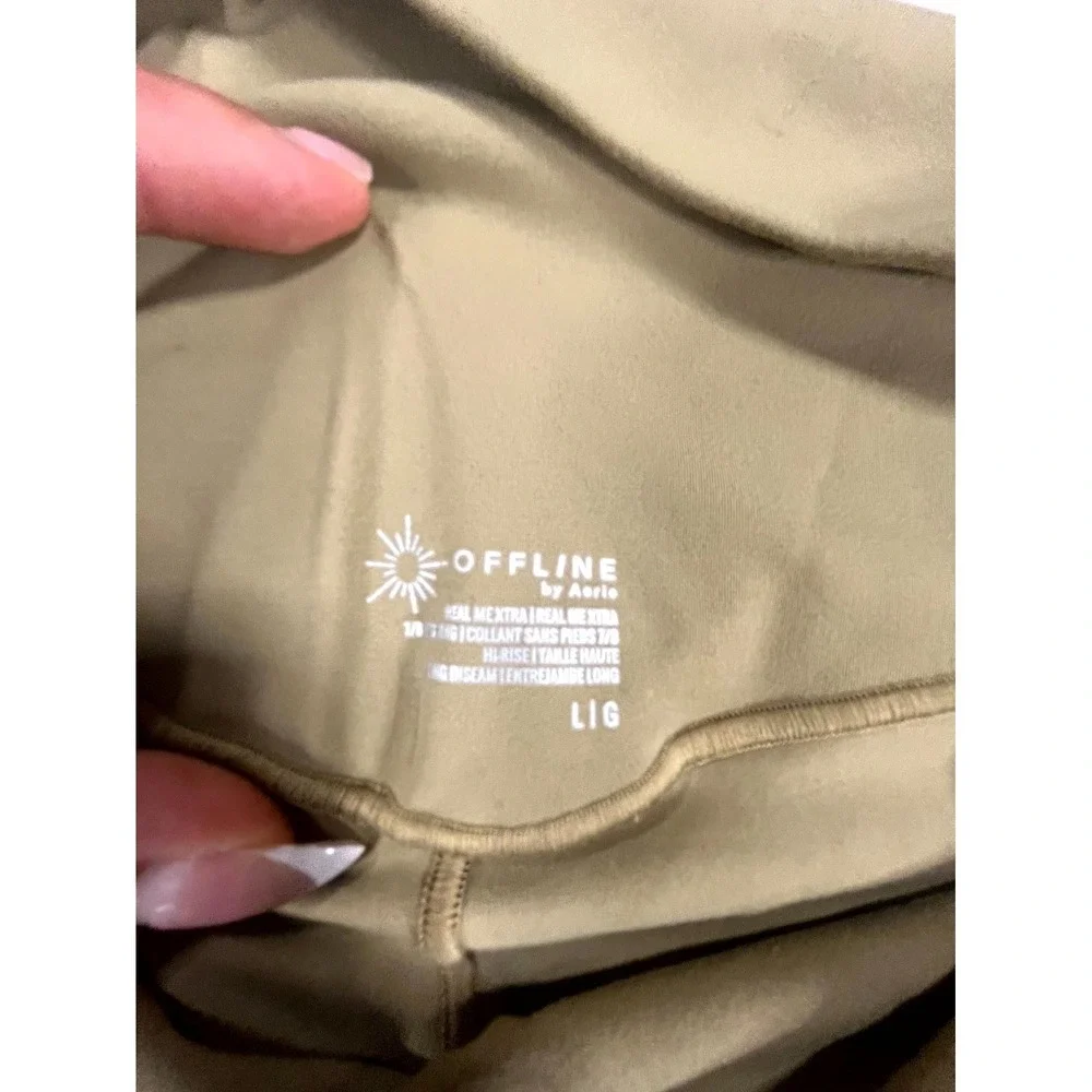 Offline By Aerie Leggings Womens Large Olive Green High Rise 7/8‎ Pocket Yoga